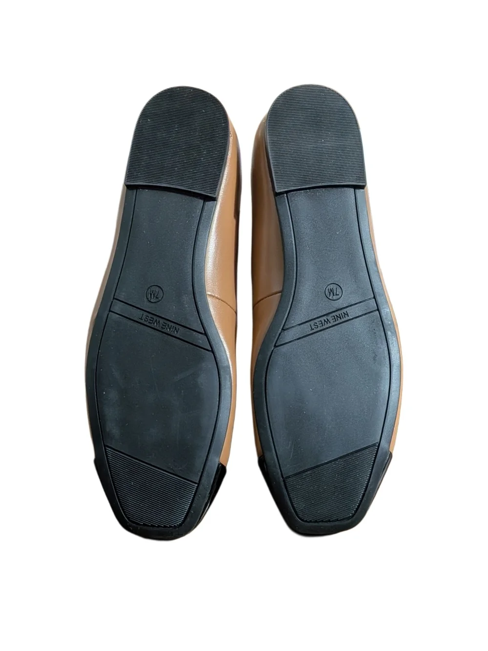 Nine West WTELAND3 Womens Flats Size 7 Pecan Tan Black Cap Toe Ballet Shoes
